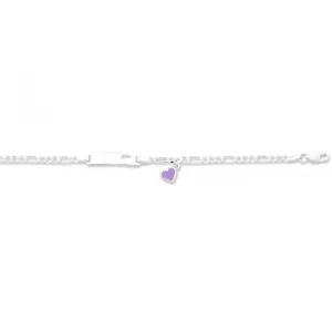 16cm Children's Sterling Silver Purple Heart ID Bracelet