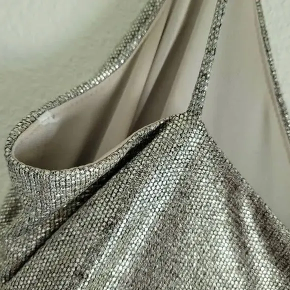 Betsy &amp; Adam Dresses Betsy &amp; Adam Silver Metallic Evening Size 2