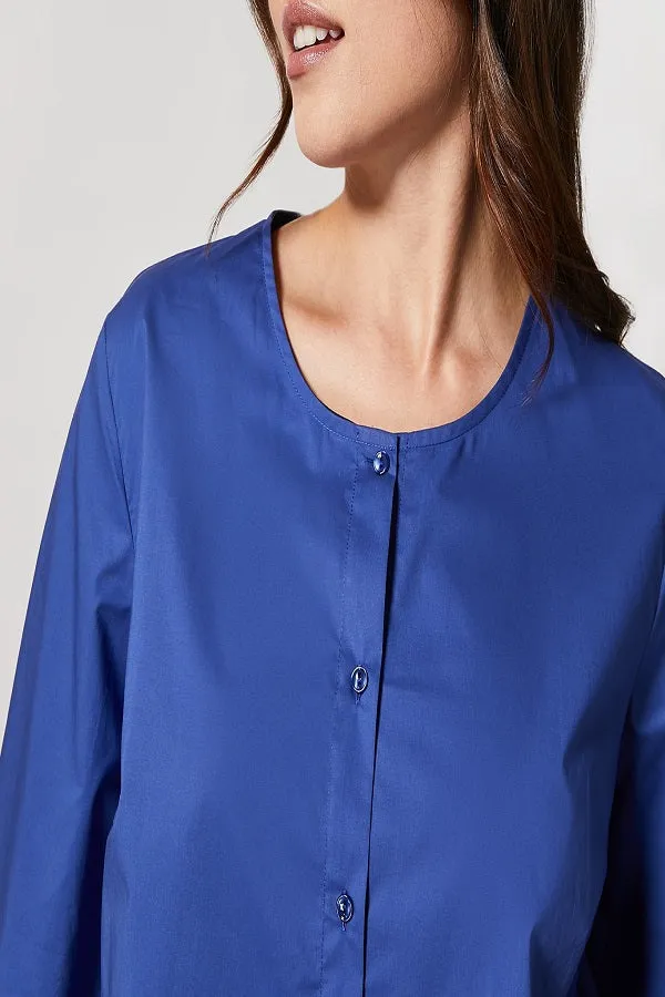BIMBO COLLARLESS COTTON POPLIN SHIRT