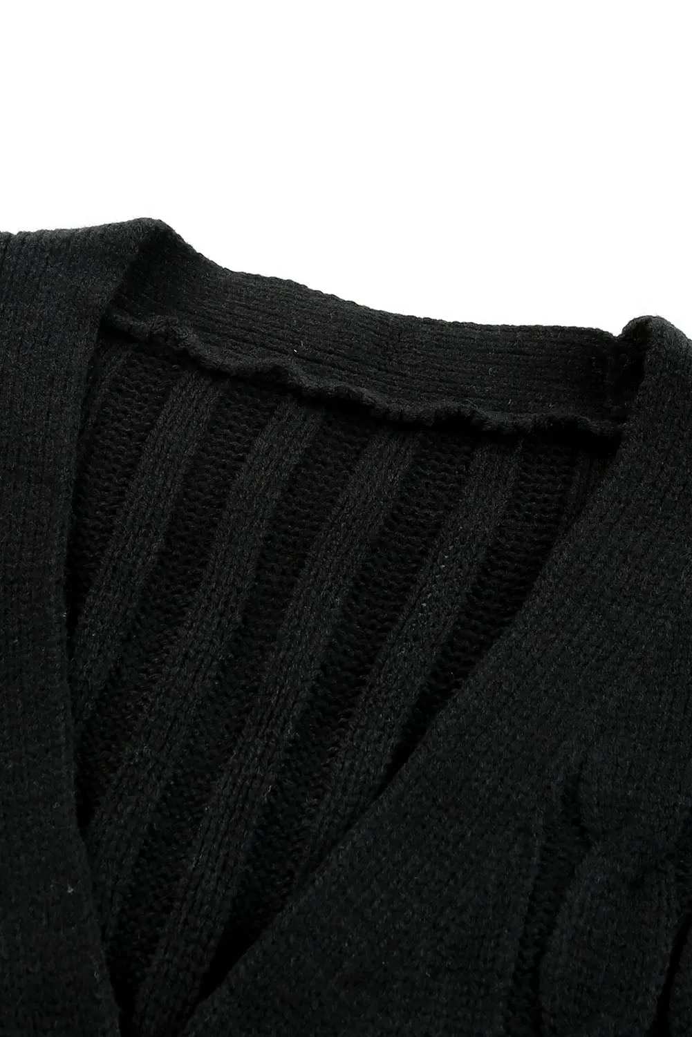 Black Colorblock Button Pocket Knit Cardigan