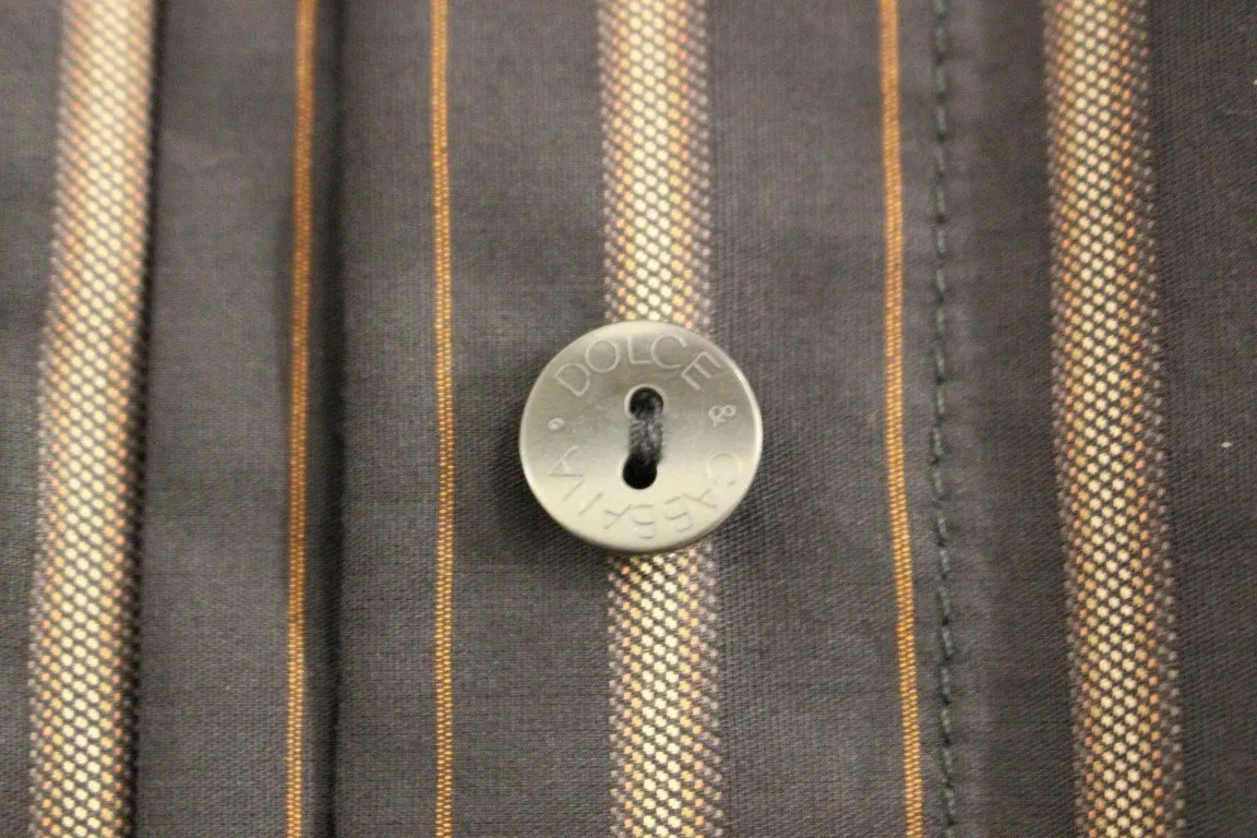 Black Striped Cotton Button Down Shirt