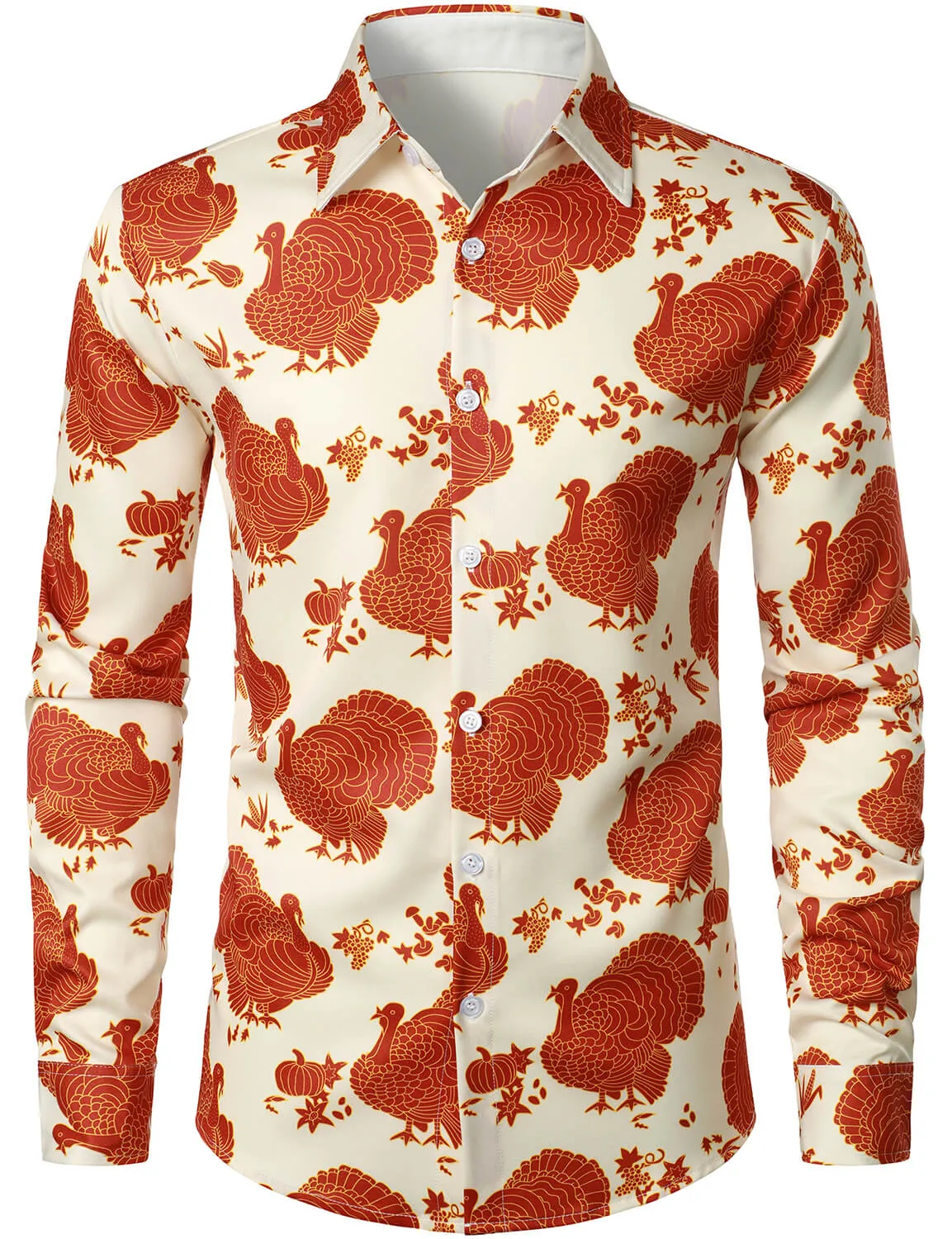 Bundle Of 2 | Men's Thanksgiving Turkey Day Fall Festival Gift Funny Holiday Button Long Sleeve Shirts