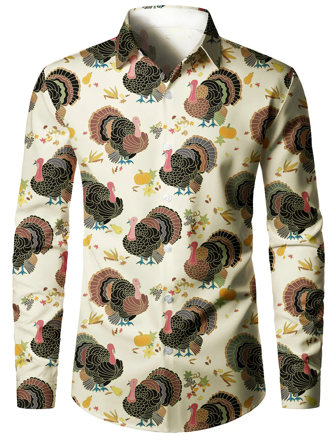 Bundle Of 2 | Men's Thanksgiving Turkey Day Fall Festival Gift Funny Holiday Button Long Sleeve Shirts