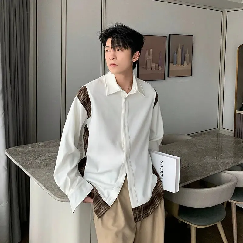 Check Patchwork Button-Down Shirt