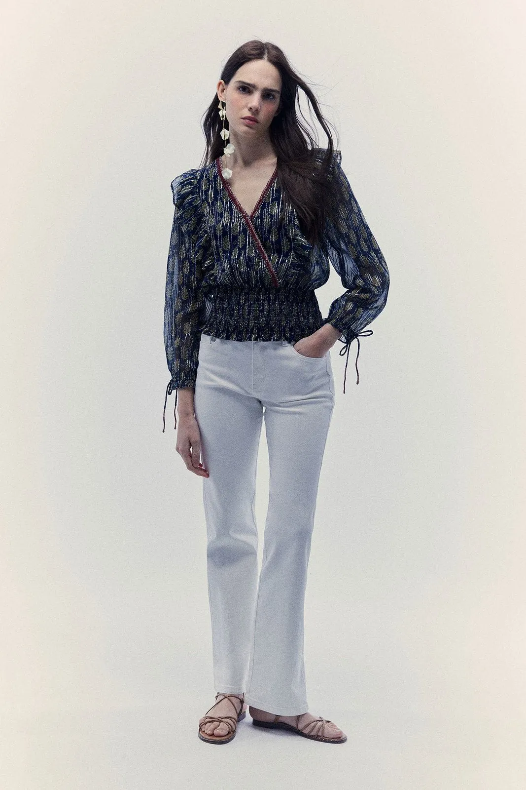 Chiffon lurex blouse - Navy