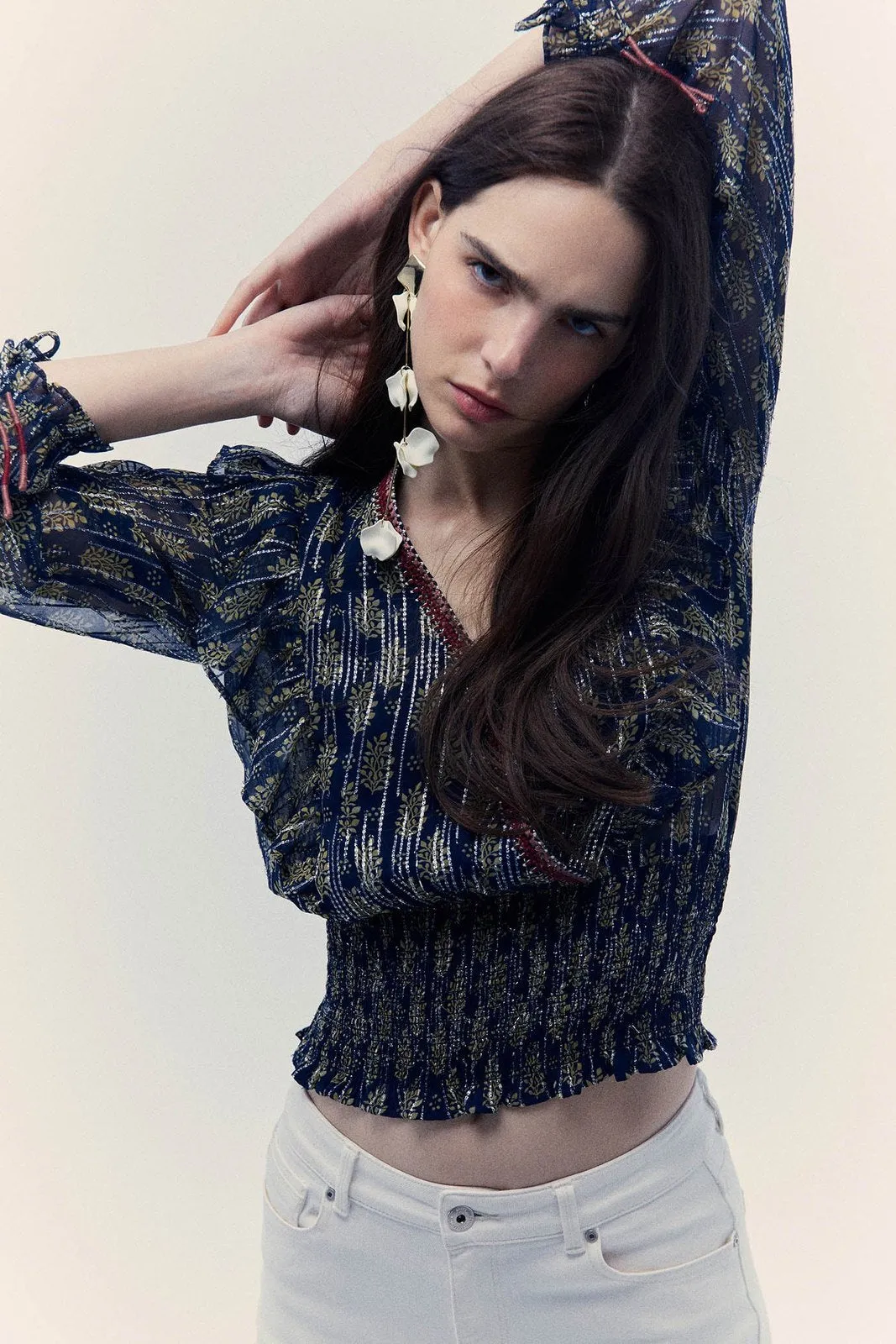 Chiffon lurex blouse - Navy