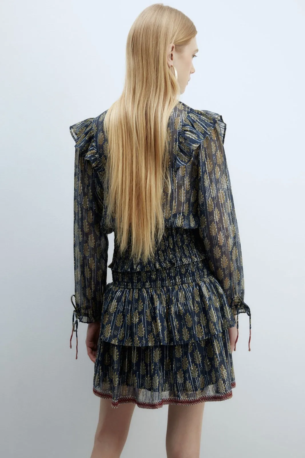 Chiffon lurex blouse - Navy