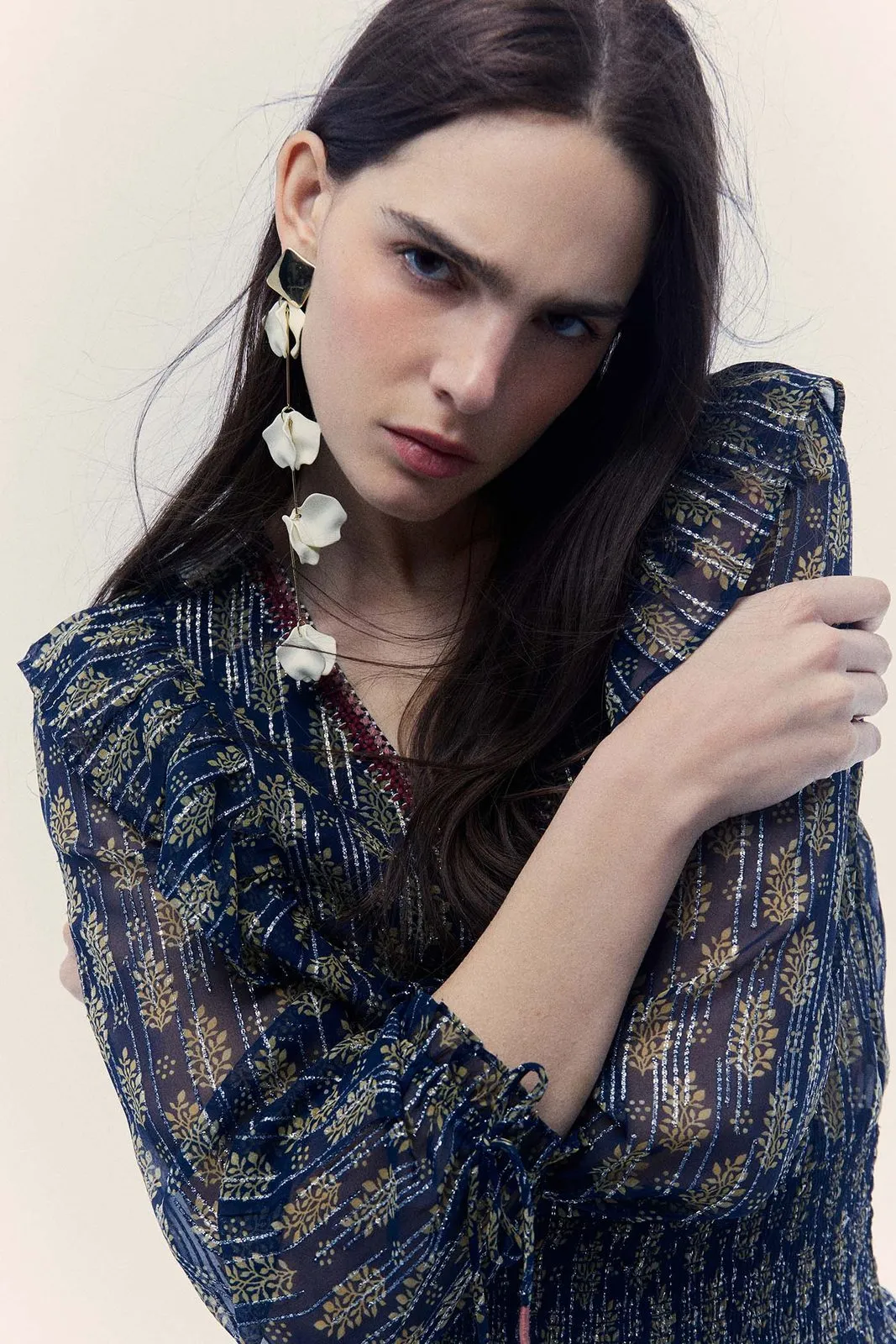 Chiffon lurex blouse - Navy