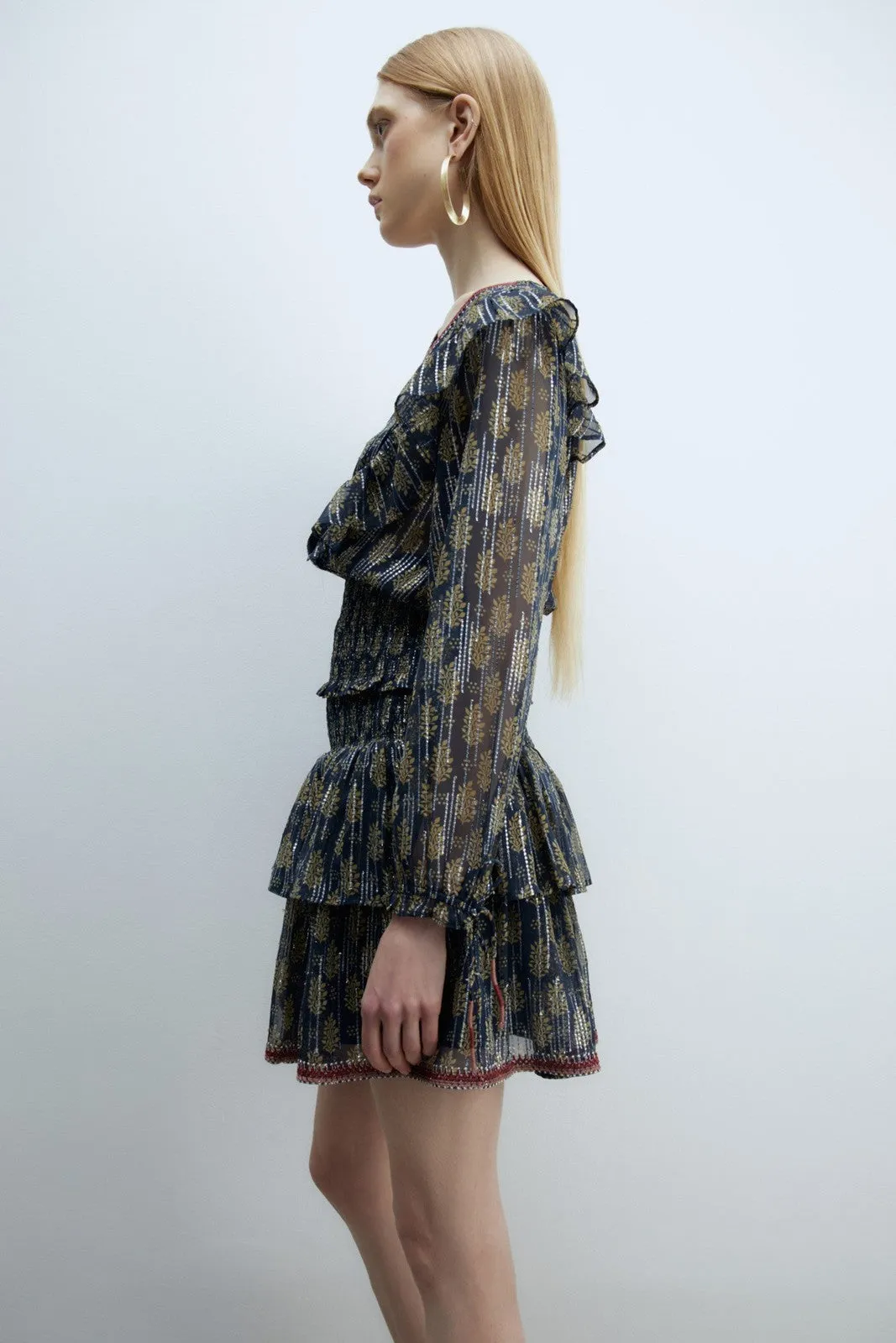 Chiffon lurex blouse - Navy