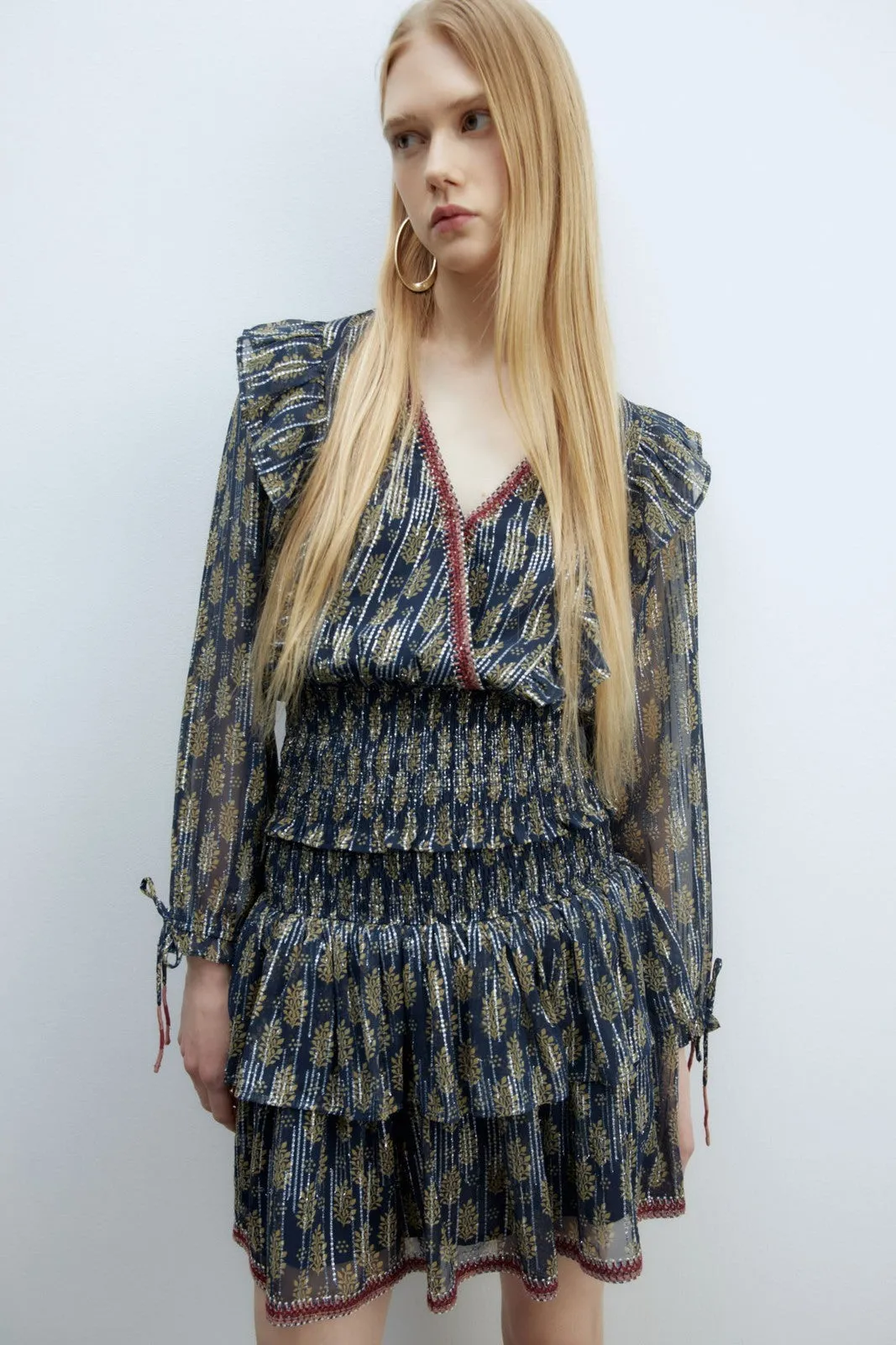 Chiffon lurex blouse - Navy