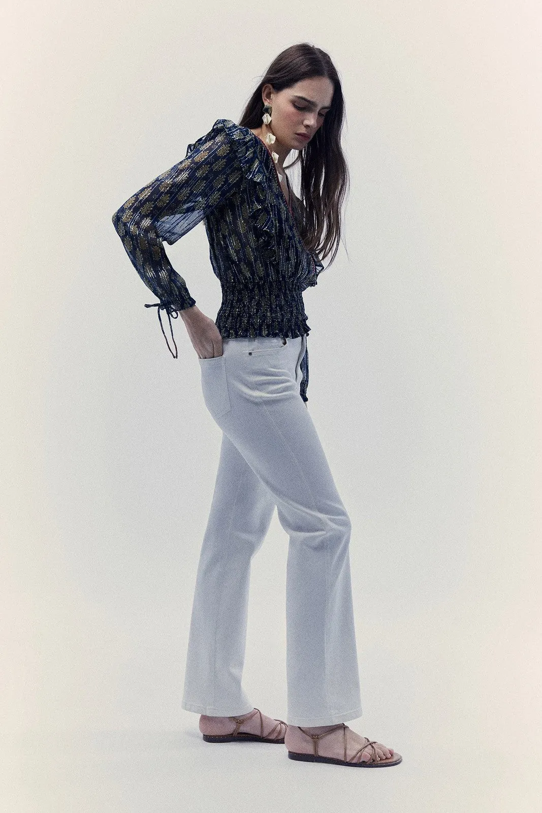 Chiffon lurex blouse - Navy