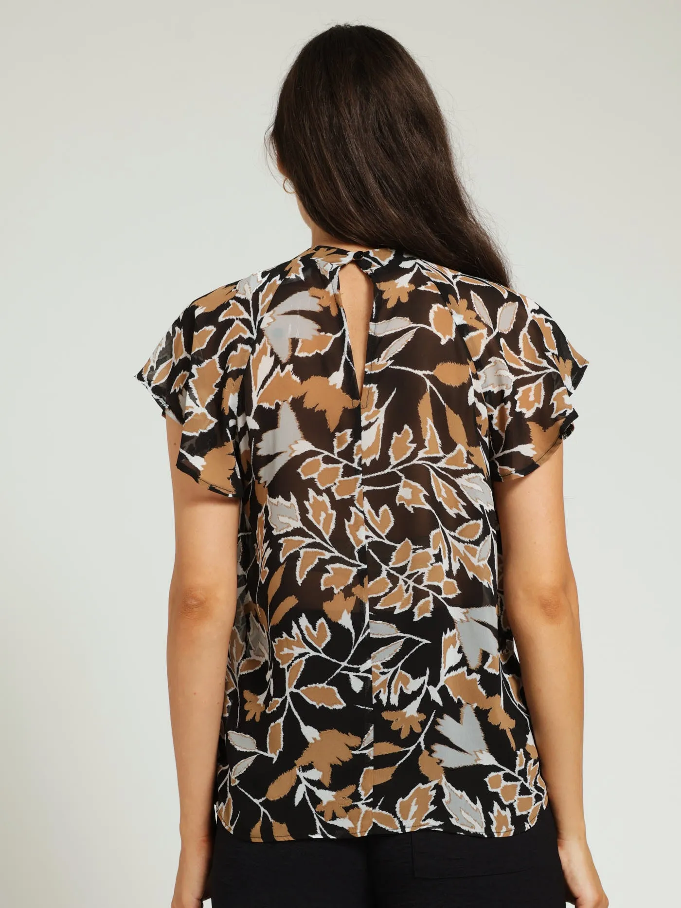 Chiffon Popover Blouse - Black