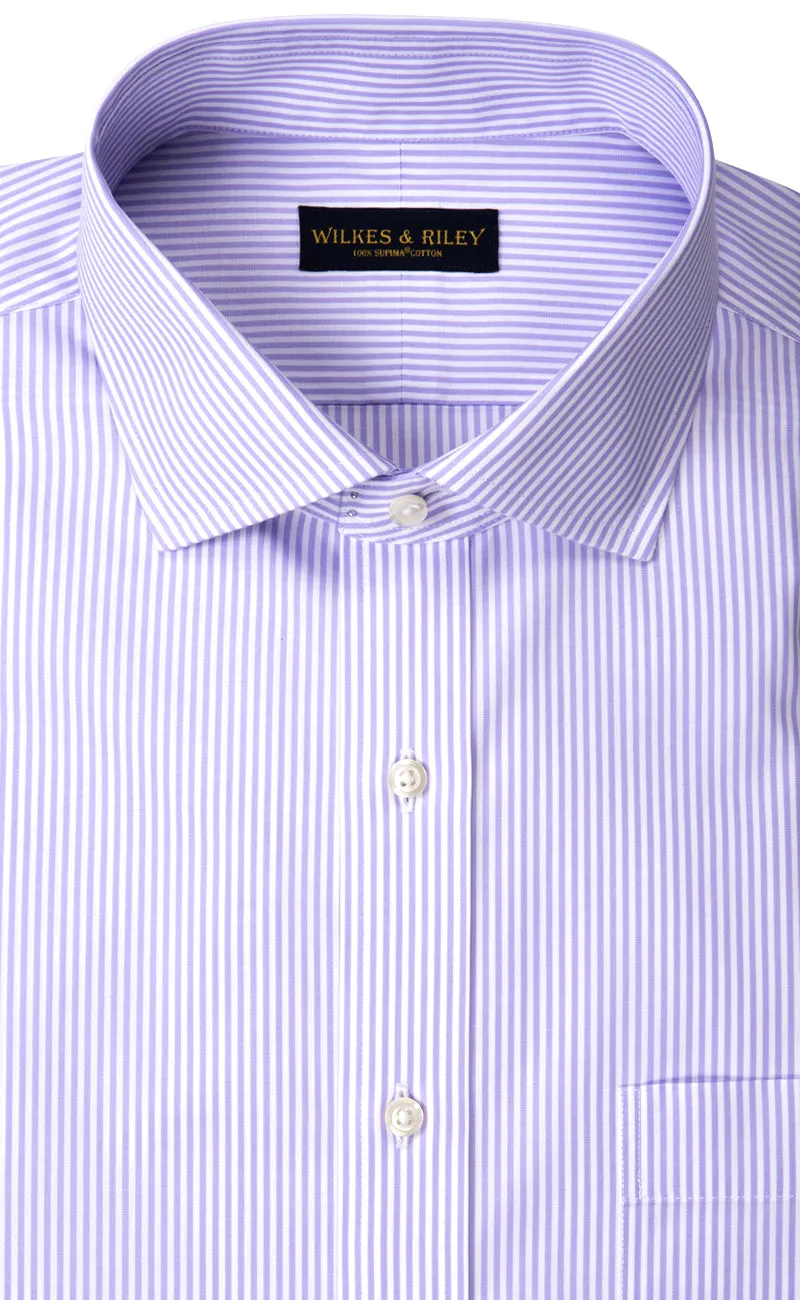 Classic Fit Lavender Bengal Stripe Spread Collar Non-Iron broadcloth Dress Shirt