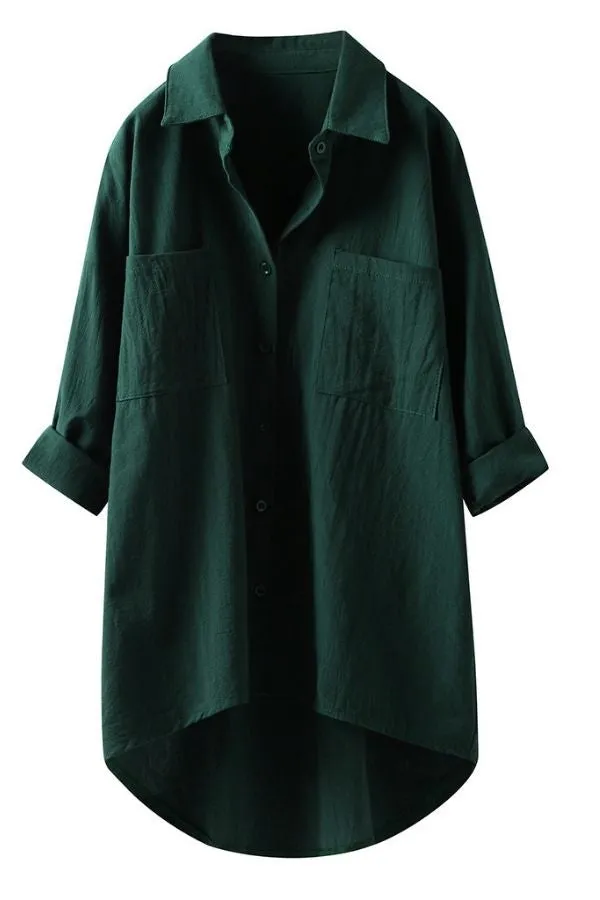 Cozy Solid Color Cotton Shirt