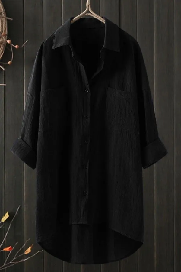 Cozy Solid Color Cotton Shirt