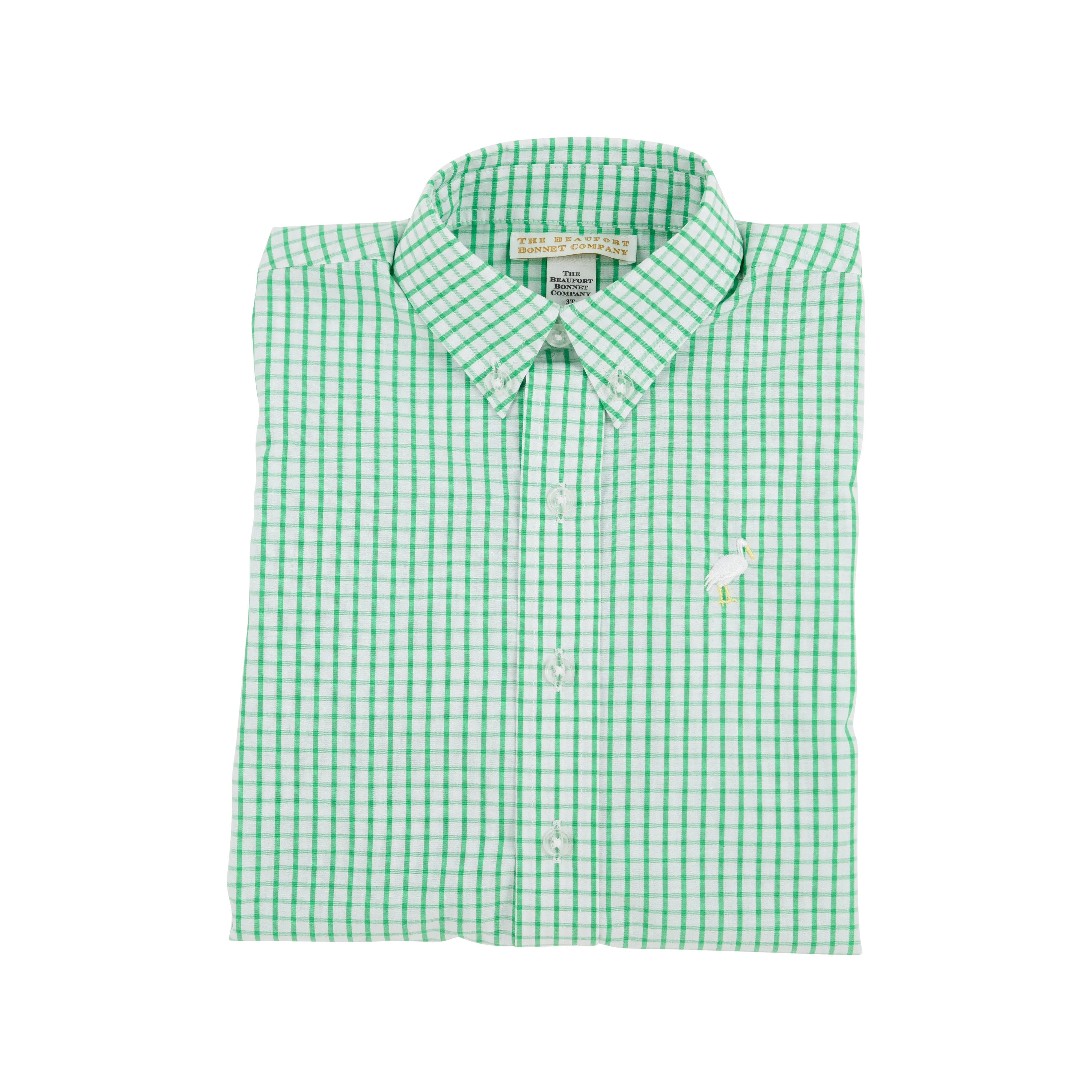 Dean's List Dress Shirt - Kiawah Kelly Green Windowpane with Multicolor Stork