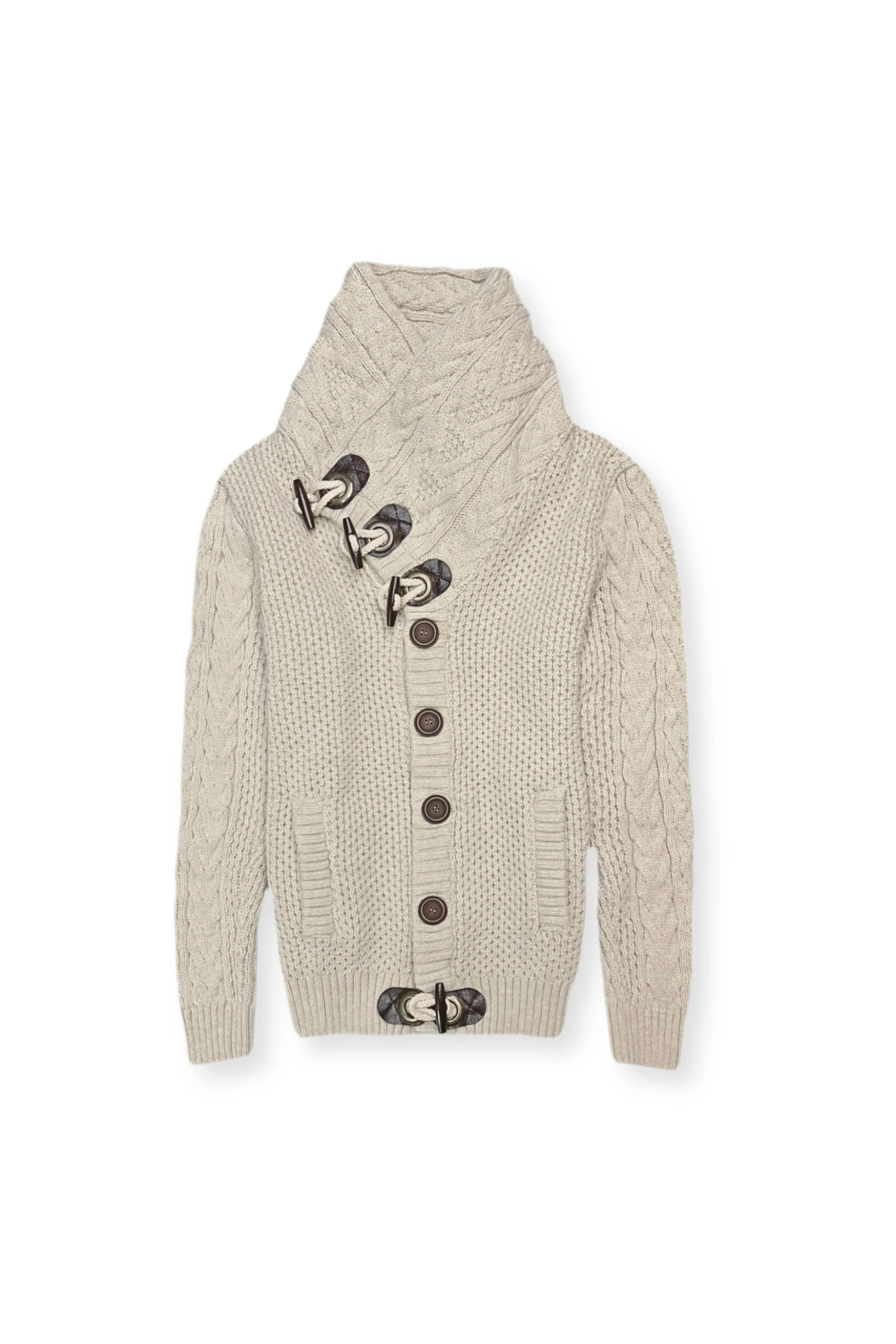 Duskin Cable Knit Button-Up Sweater