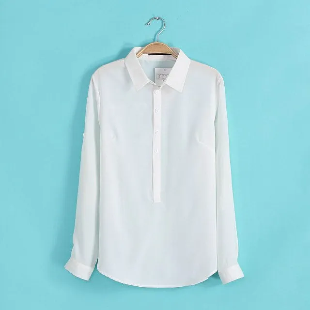 fashion shirt women blouses chiffon elegant solid botton casual body formal blouse tops women clothing