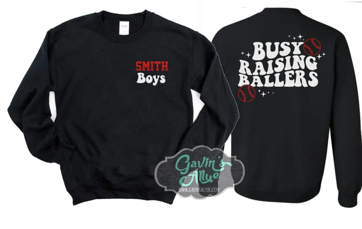 Glitter Baseball Hoodie | Baseball Shirts | Baseball Sweatshirt  | Busy Raising Ballers | Customize Colors | Adult or Youth Sizes