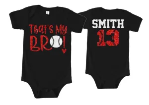 Glitter Baseball Shirts | Baseball Sister Infant Bodysuit | That's My Bro! | Bella Canvas Bodysuit