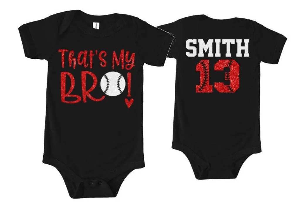 Glitter Baseball Shirts | Baseball Sister Infant Bodysuit | That's My Bro! | Bella Canvas Bodysuit