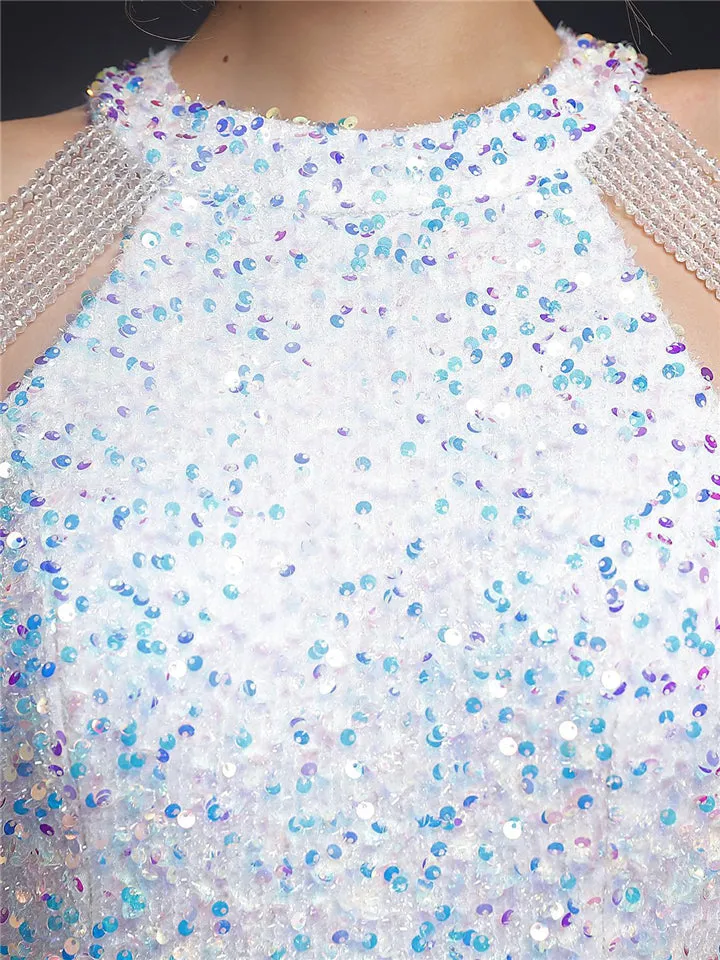 Graceful Shiny Sequins Slim Halter-Neck Sleeveless Party Dresses