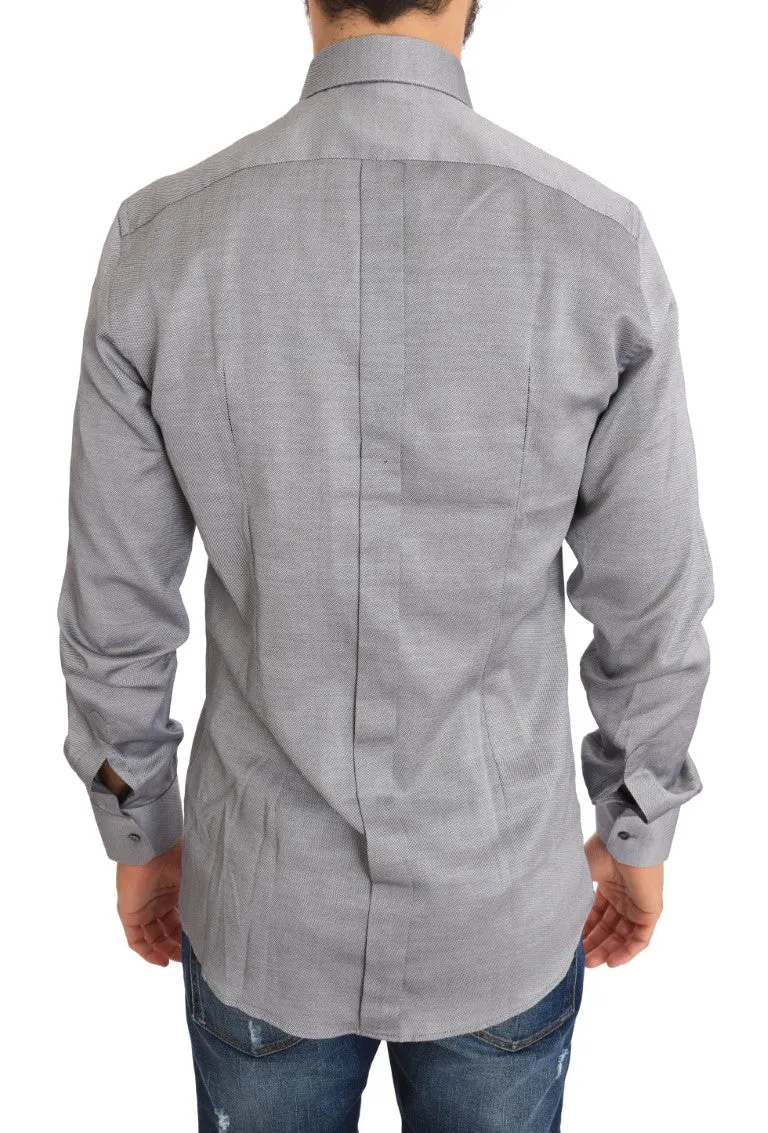 Gray Patterned Cotton GOLD Slim Shirt