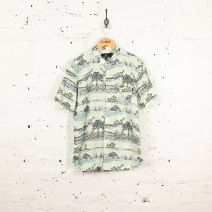 Hawaiian Pattern Short Sleeve Shirt - White - XL