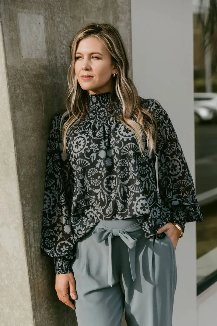 Home-lee X Label Charlotte Top - Damask