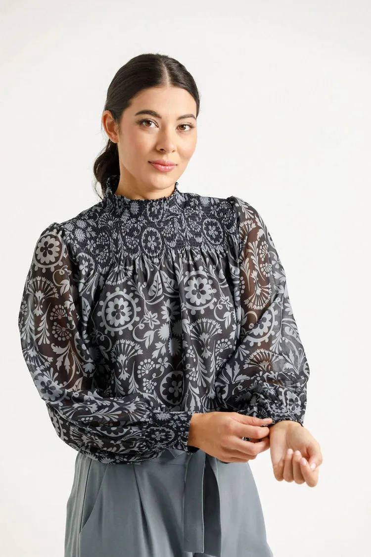 Home-lee X Label Charlotte Top - Damask