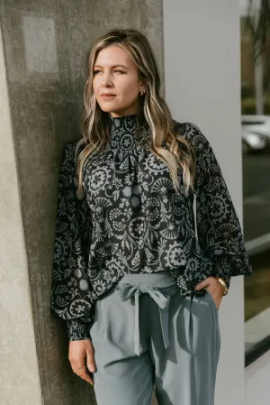 Home-lee X Label Charlotte Top - Damask