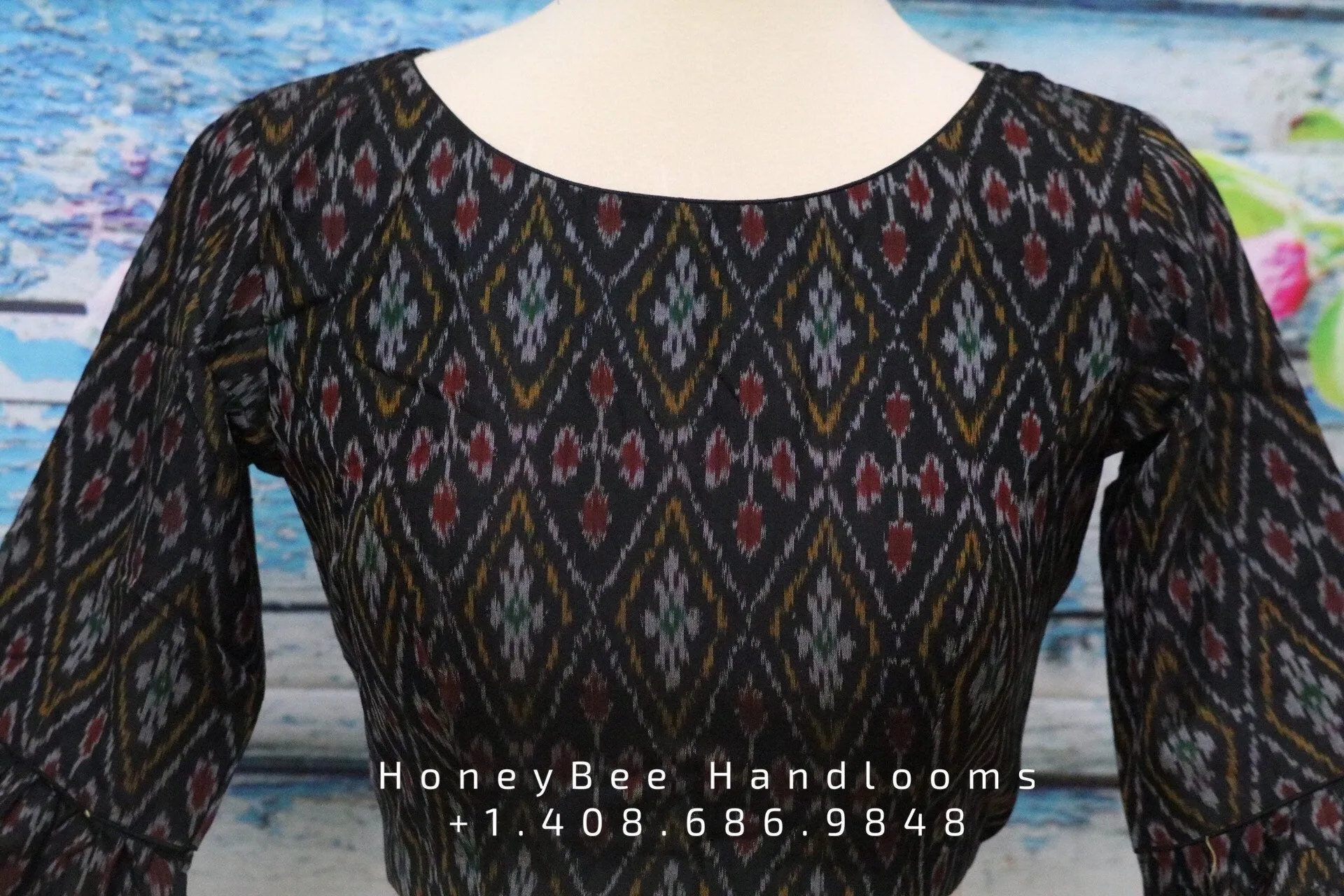 Ikkat blouse | Indian Saree blouse | Indian designer blouse | designer blouse | ikkat saree blouse | black blouse | HoneyBee Handlooms