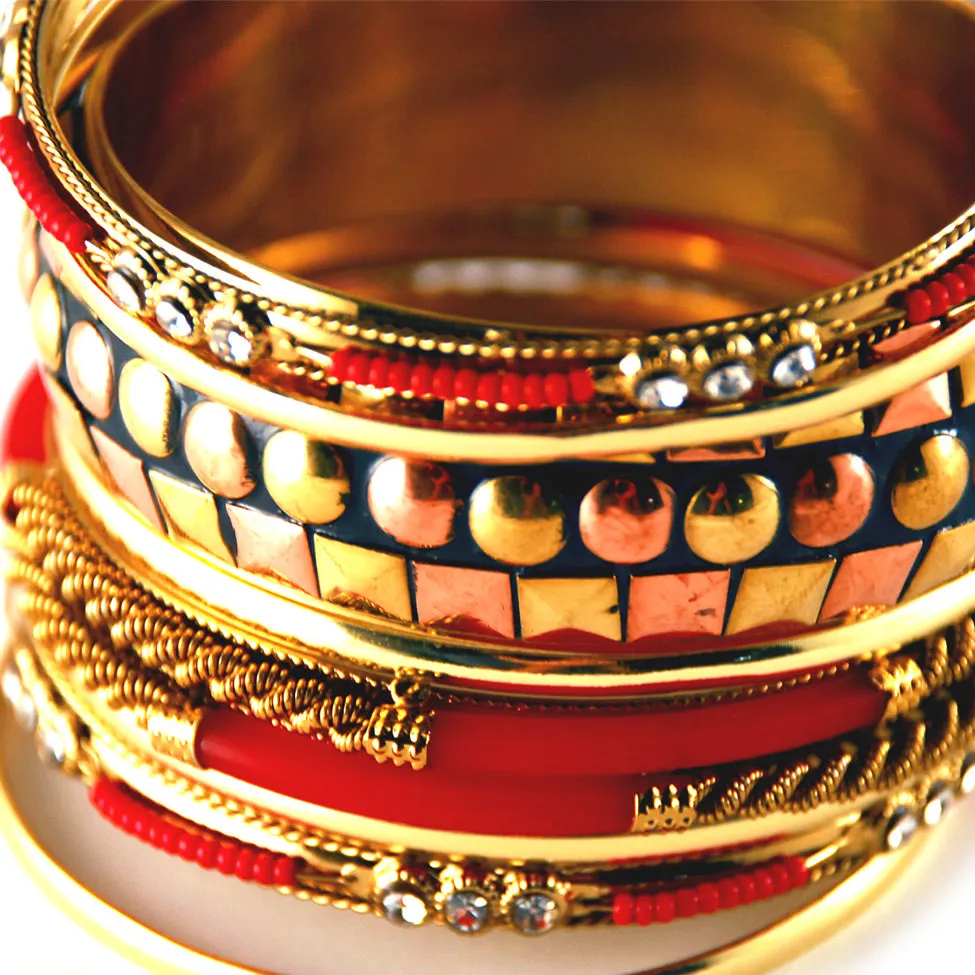 Iris: Red and Multicolor Bangle Bracelet
