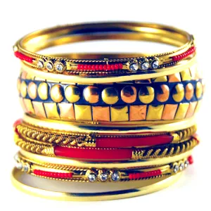 Iris: Red and Multicolor Bangle Bracelet