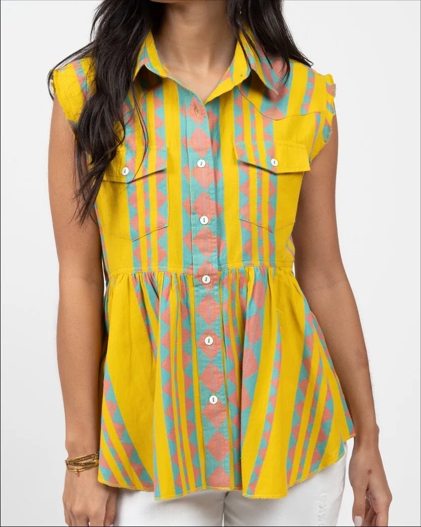 Ivy Jane Sundancing Button Down Slvless Collared Top