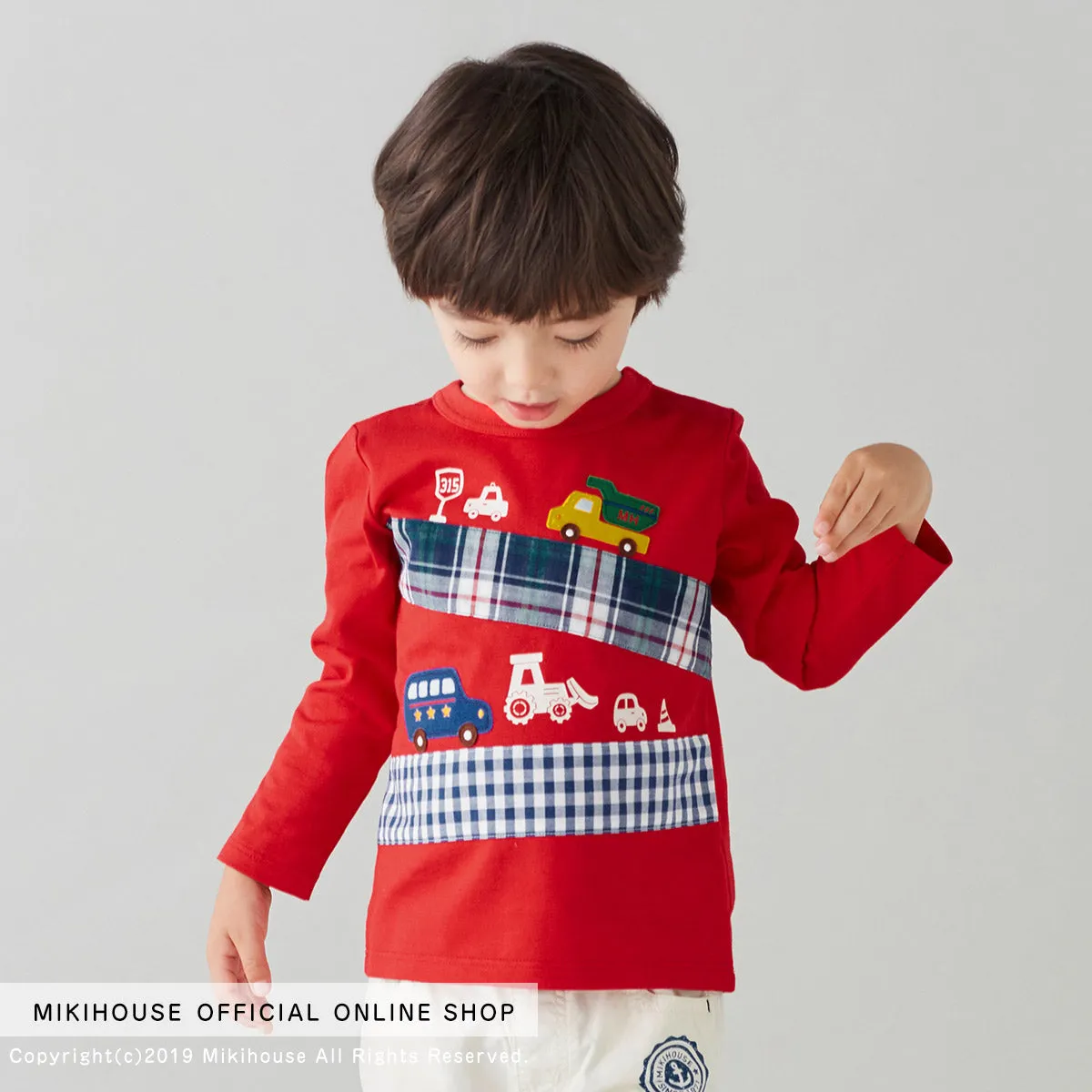 MIKI HOUSE Vehicles Long Sleeve Tee