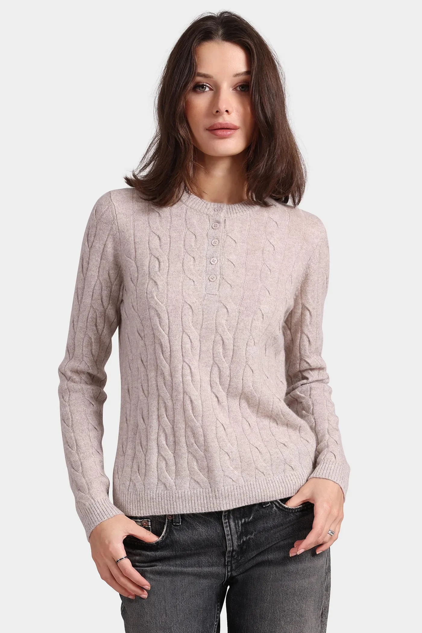 Minnie Rose Cashmere Cable Henley