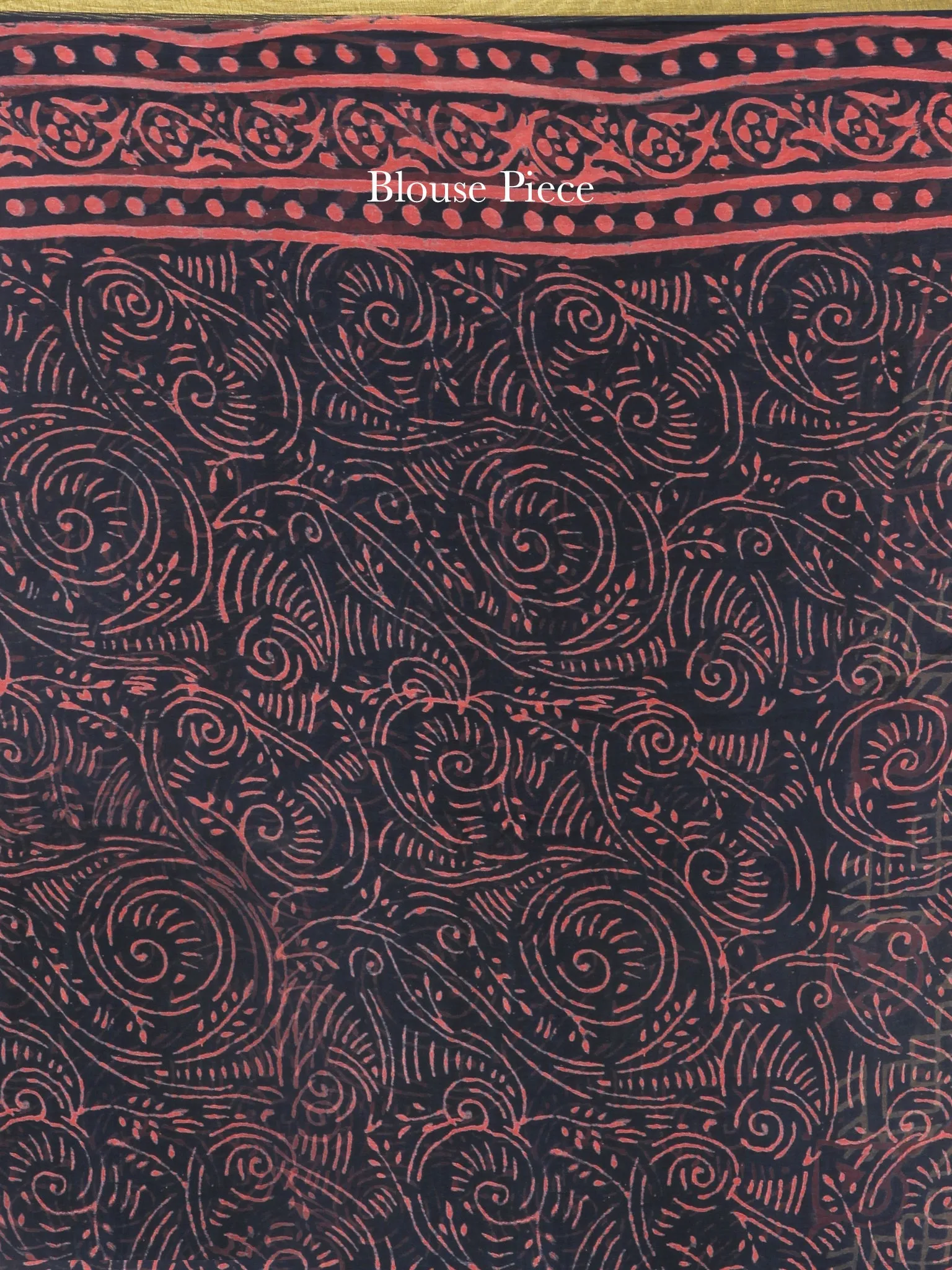 Navy Onion Pink Hand Block Printed Chiffon Saree with Zari Border - S031704562