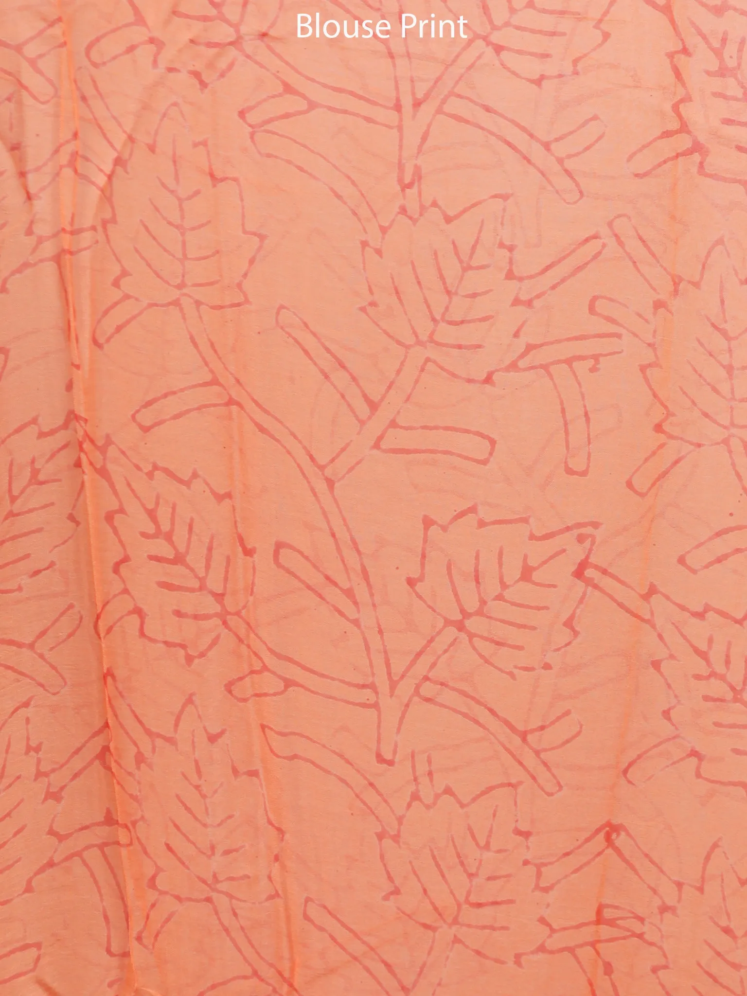 Peach Red Blue Hand Block Printed Chiffon Saree with Zari Border - S031703277