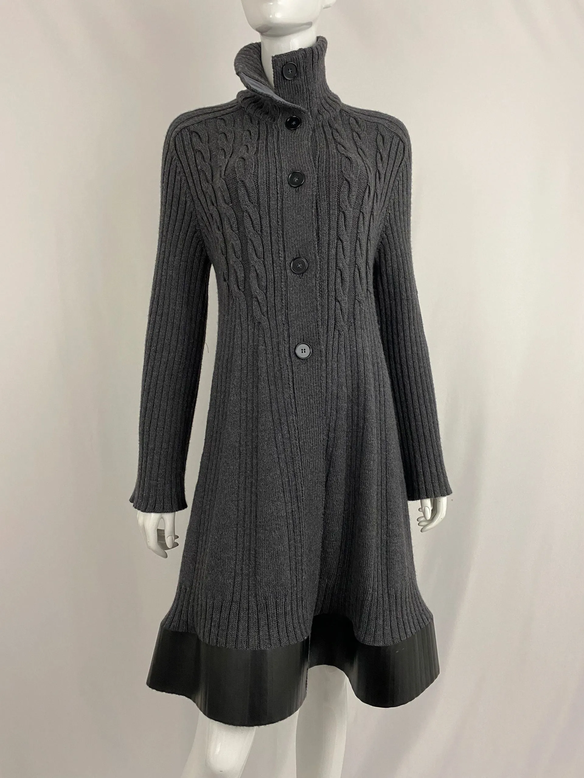 Philosophy Sweater Coat With Faux Leather Trim Size 8