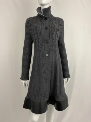 Philosophy Sweater Coat With Faux Leather Trim Size 8