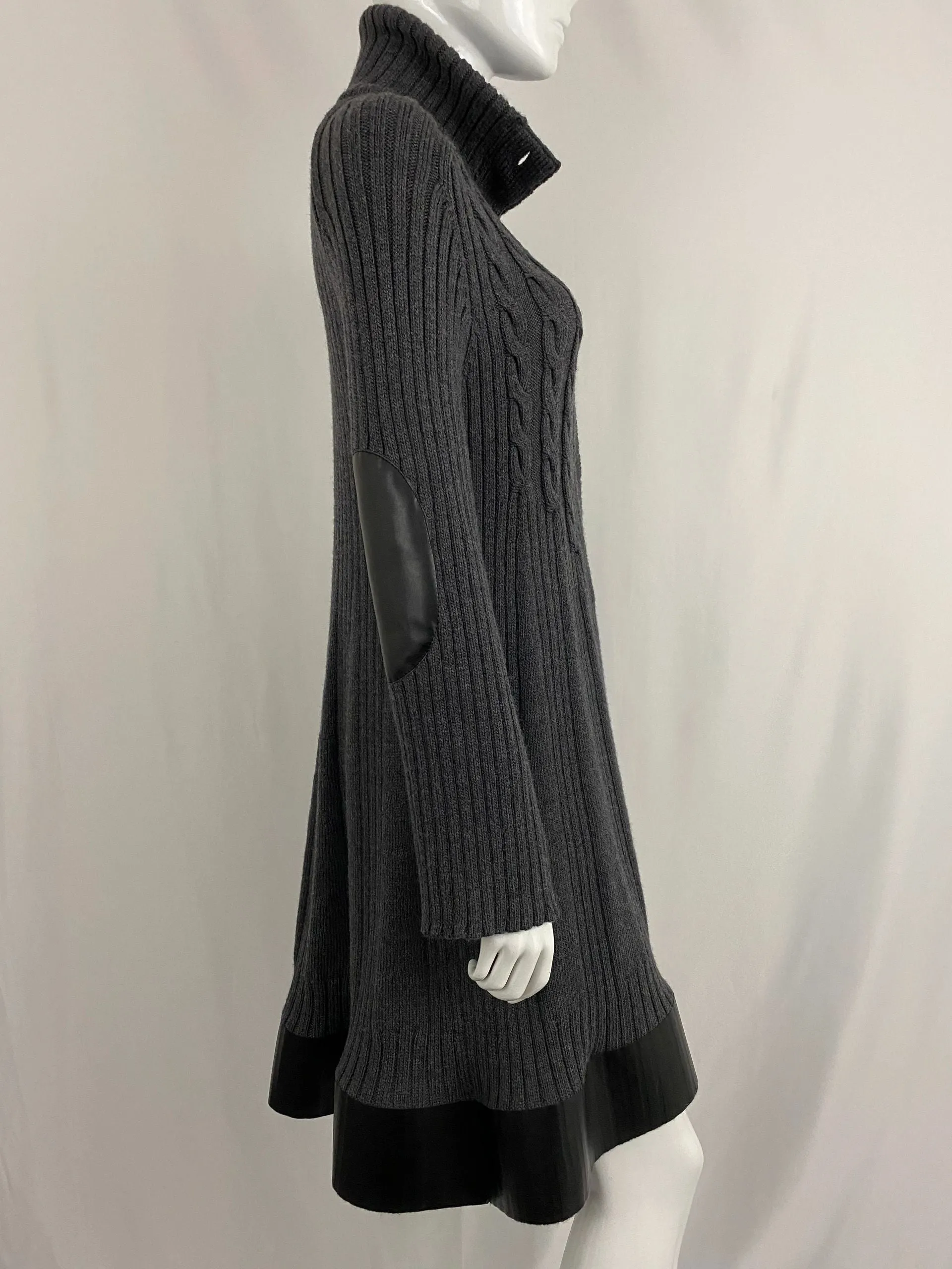 Philosophy Sweater Coat With Faux Leather Trim Size 8