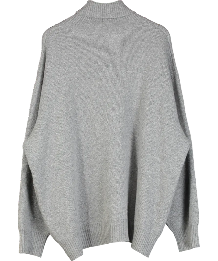 Raey Grey Displaced-sleeve Roll-neck Wool Sweater UK S/M
