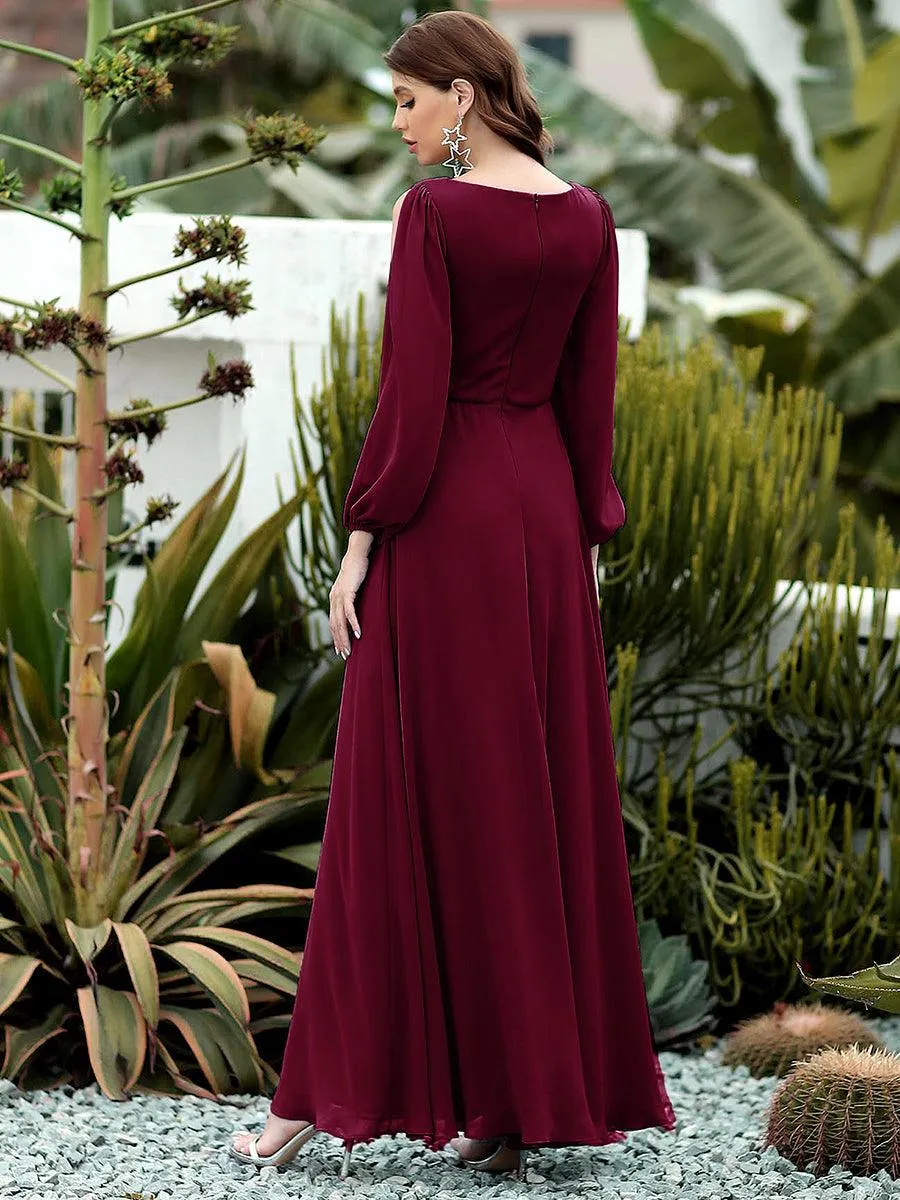 Robe Mère De La Mariée moderne Longue Elegante Avec Lanterne en V Profond