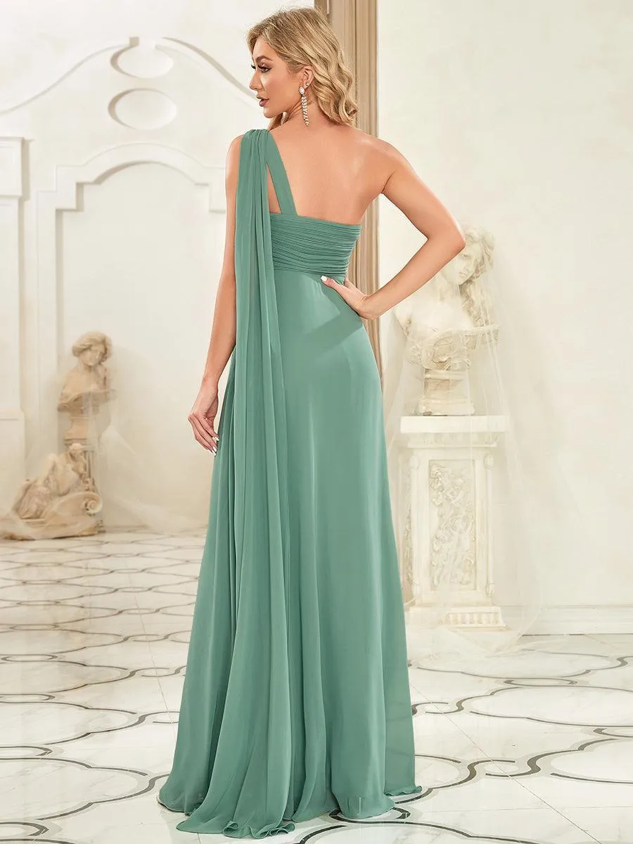 Robes de Demoiselle d'Honneur longue élégante Chiffon Seule-épaule