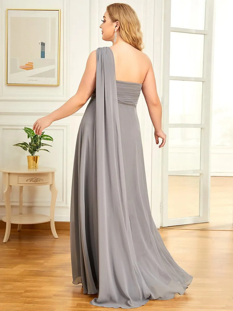 Robes de Demoiselle d'Honneur longue élégante Chiffon Seule-épaule