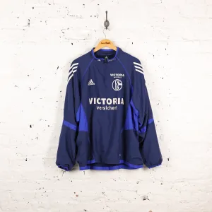Schalke 04 Adidas 1/4 Zip Tracksuit Top Jacket - Blue - L