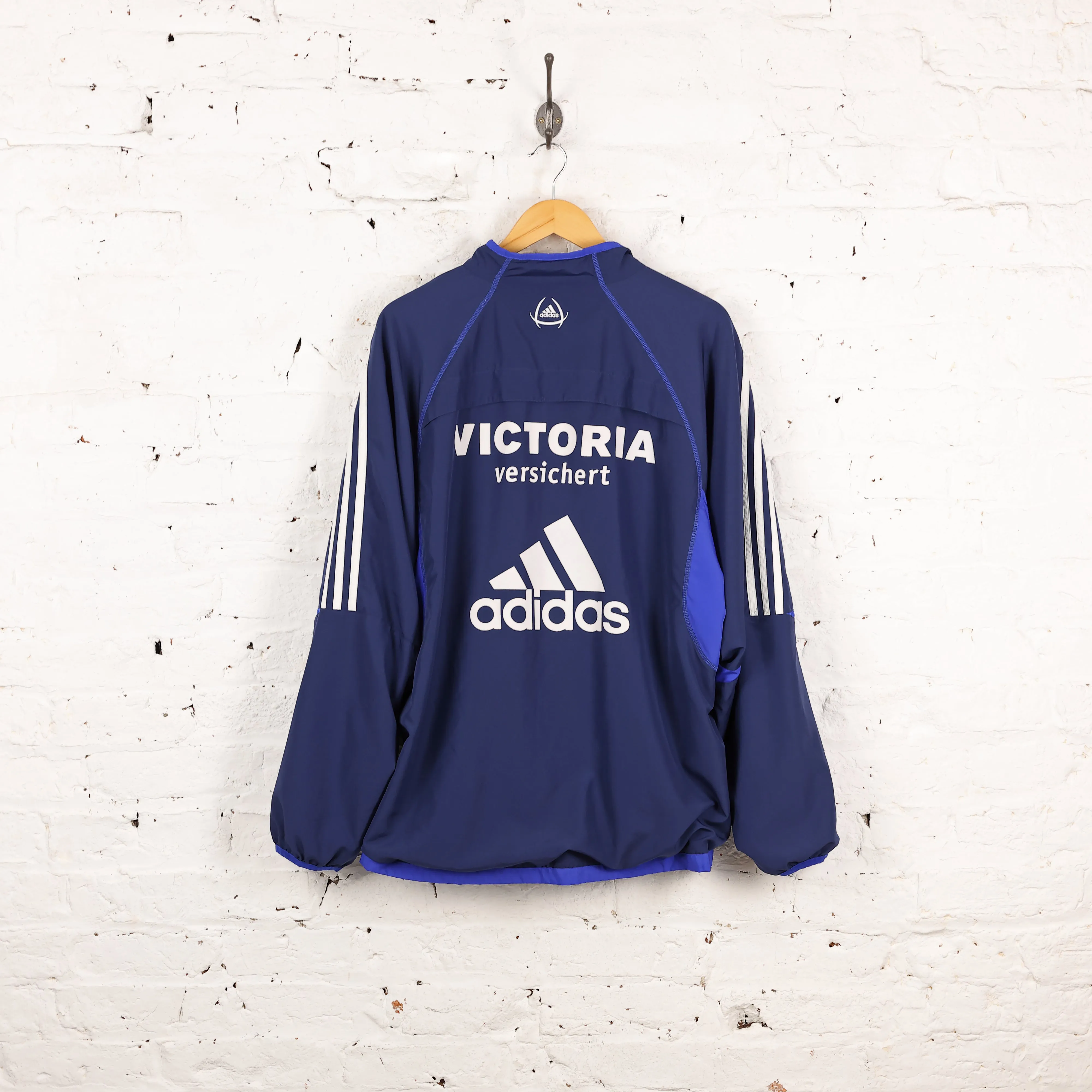 Schalke 04 Adidas 1/4 Zip Tracksuit Top Jacket - Blue - L