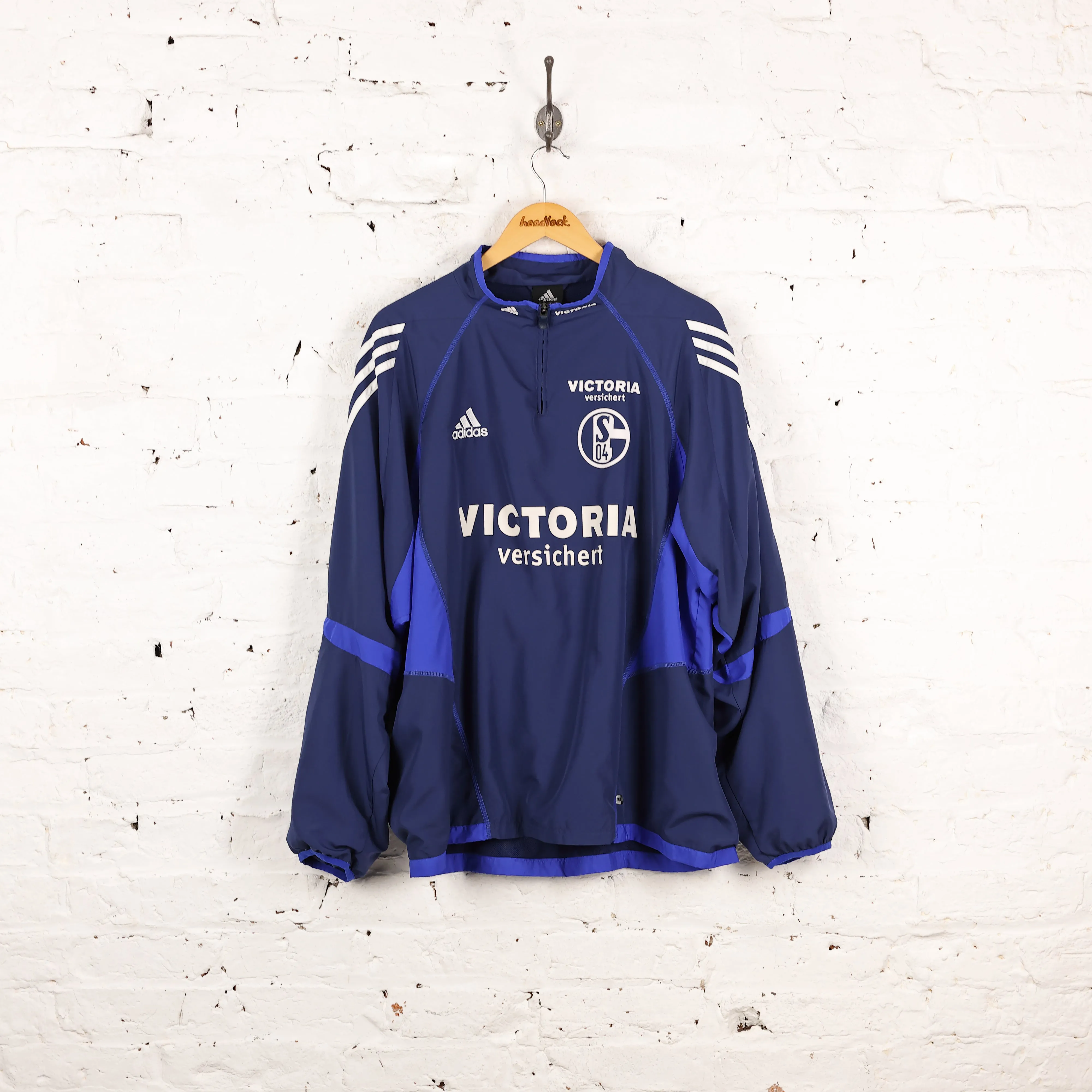 Schalke 04 Adidas 1/4 Zip Tracksuit Top Jacket - Blue - L