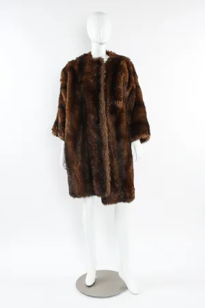 Striped Faux Fur Coat
